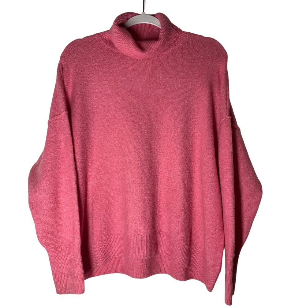 Vince Camuto Womens Pink Turtleneck Sweater Long Sleeve Knit Pullover Cozy Large